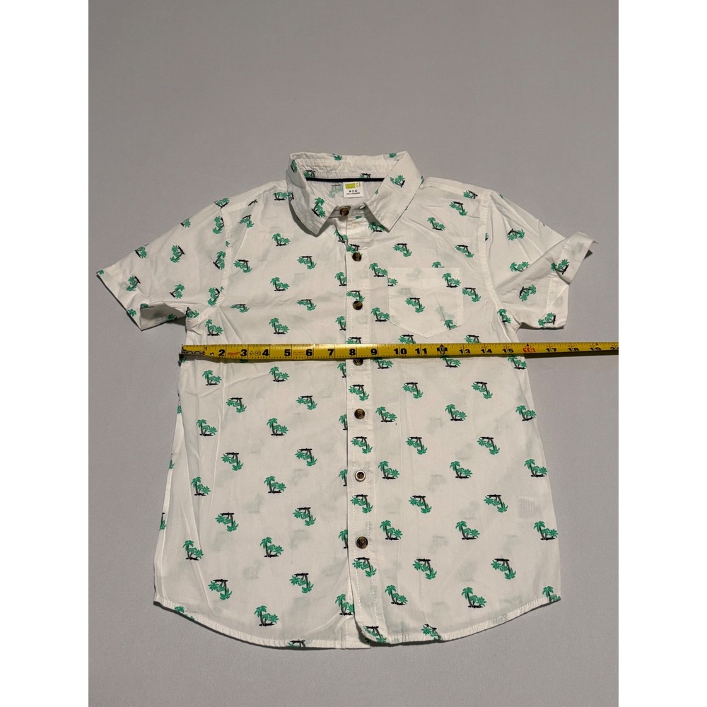 Crazy 8 Boys White Palm Tree Print Short Sleeve Button Down Shirt Size M 7-8 - Picture 4 of 6